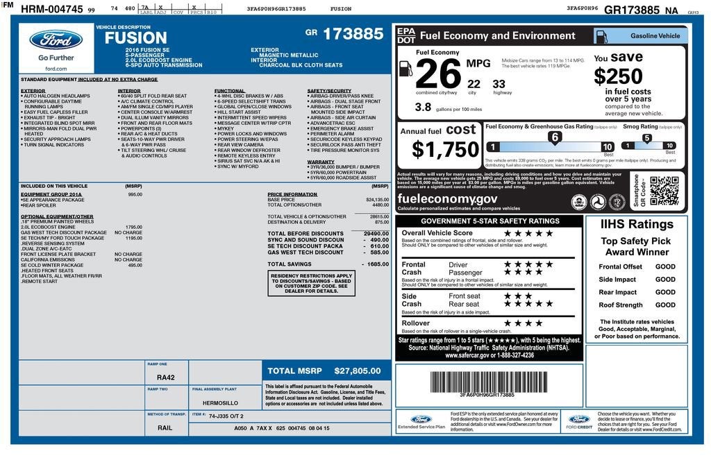 2016 Ford Fusion SE