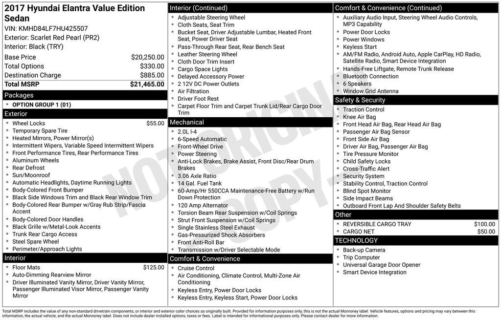 2017 Hyundai Elantra Value Edition