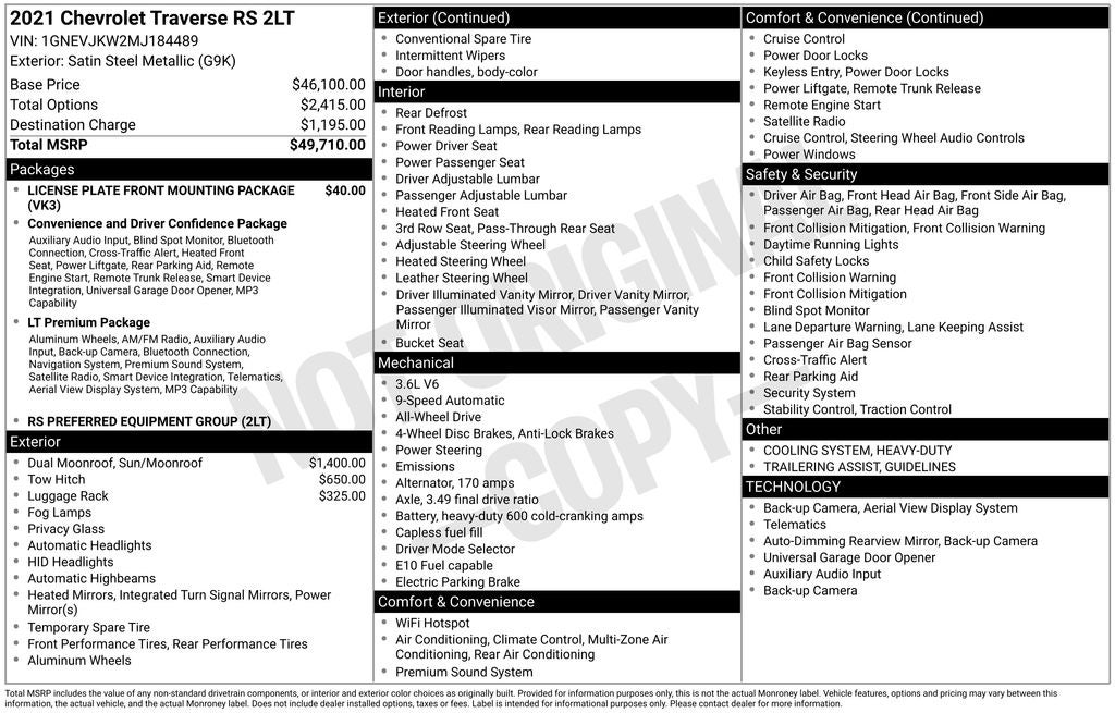 2021 Chevrolet Traverse RS