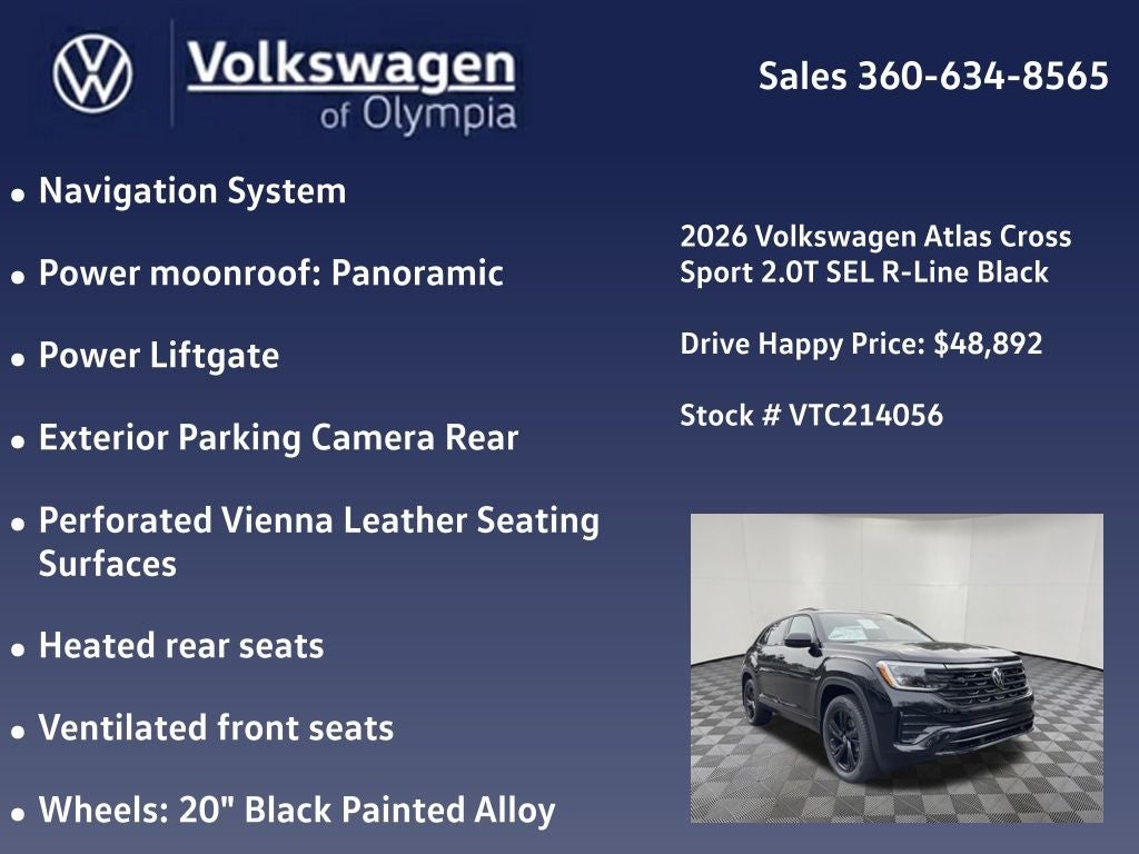 2026 Volkswagen Atlas Cross Sport 2.0T SEL R-Line Black