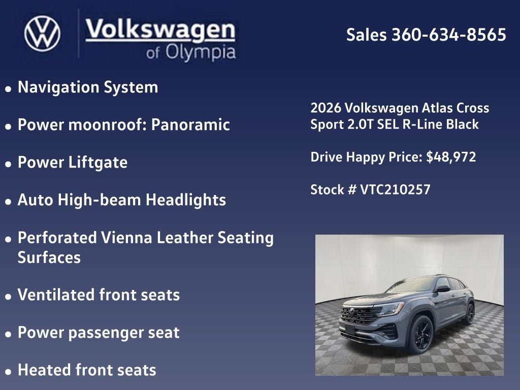 2026 Volkswagen Atlas Cross Sport 2.0T SEL R-Line Black