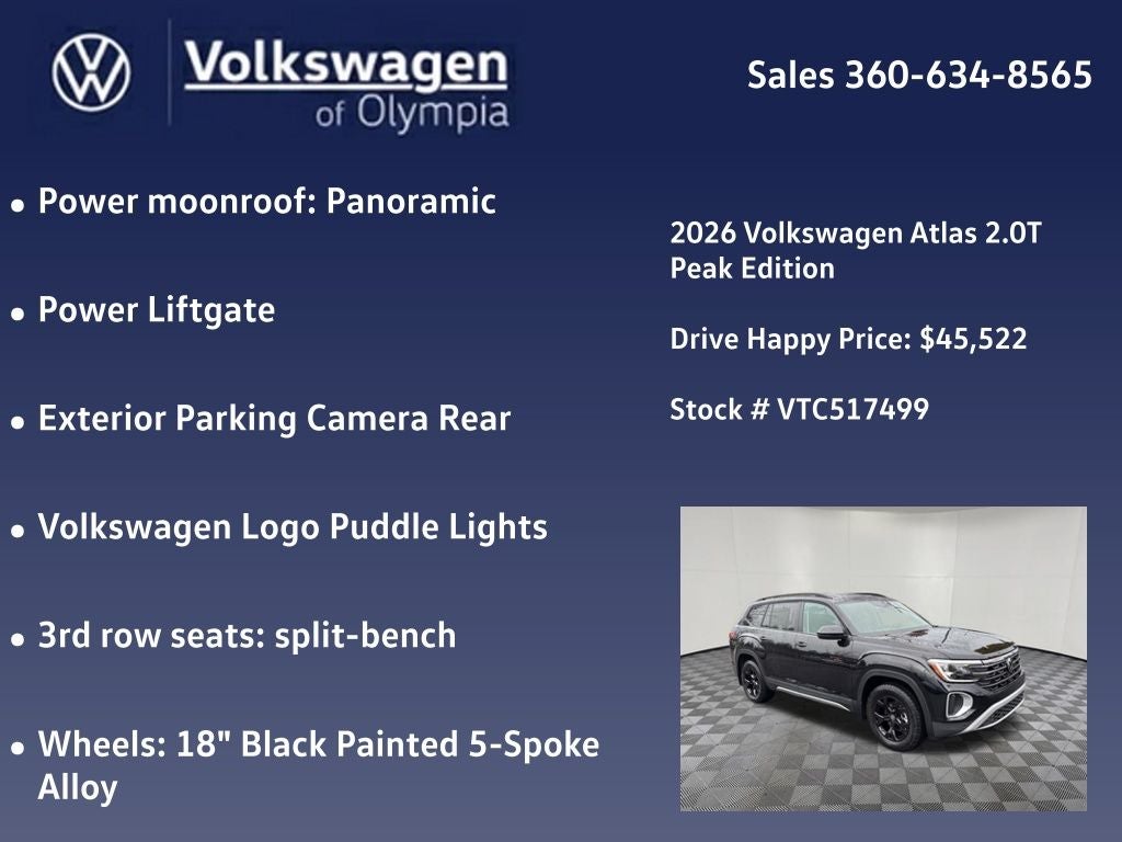 2026 Volkswagen Atlas 2.0T Peak Edition