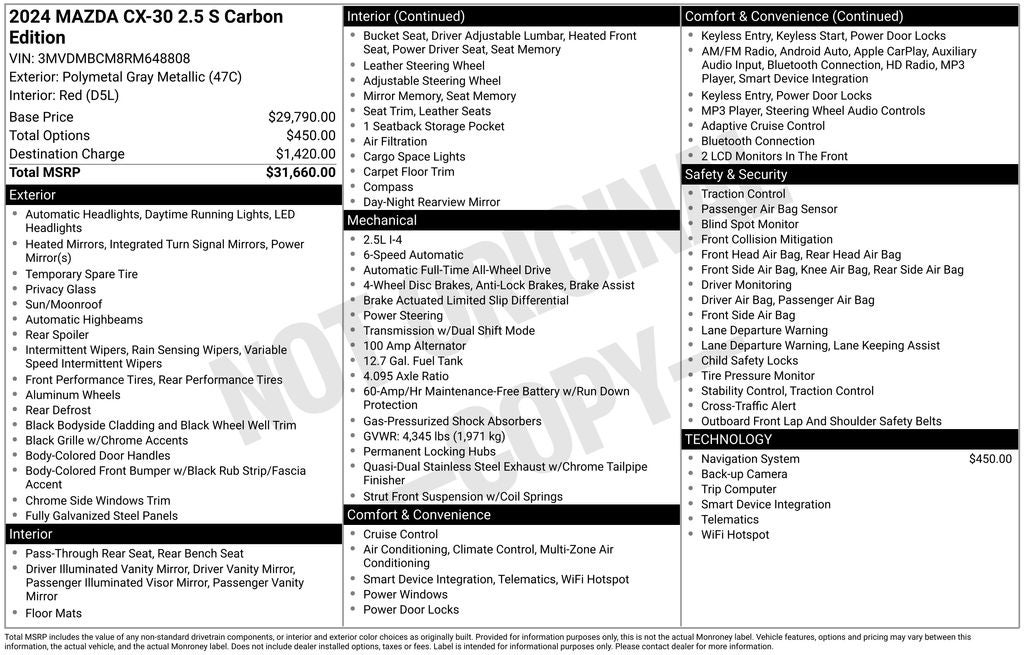 2024 Mazda Mazda CX-30 2.5 S Carbon Edition