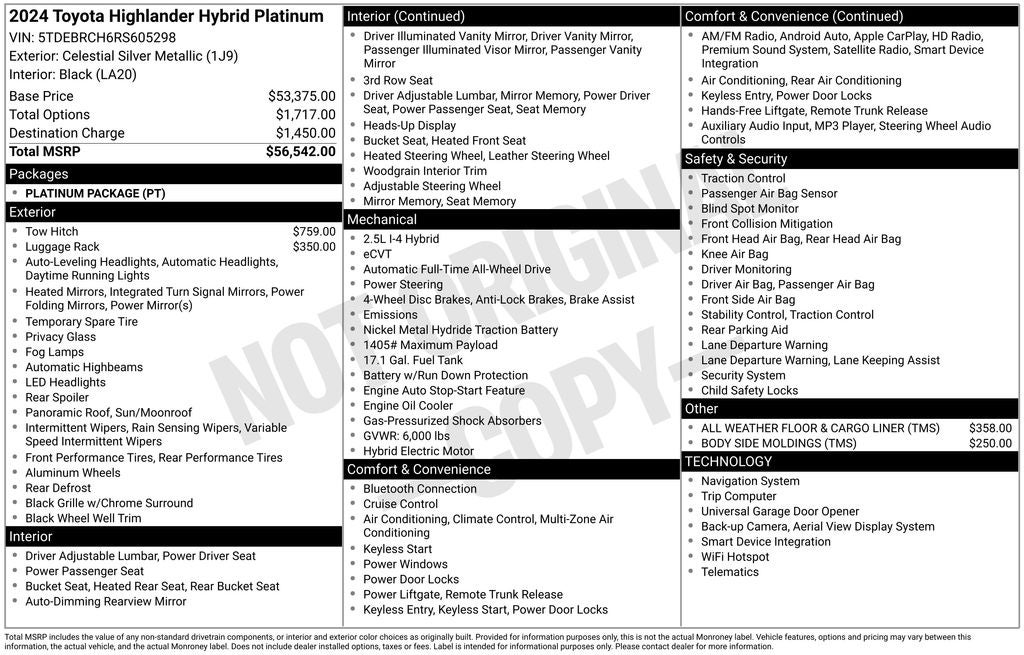 2024 Toyota Highlander Hybrid Platinum