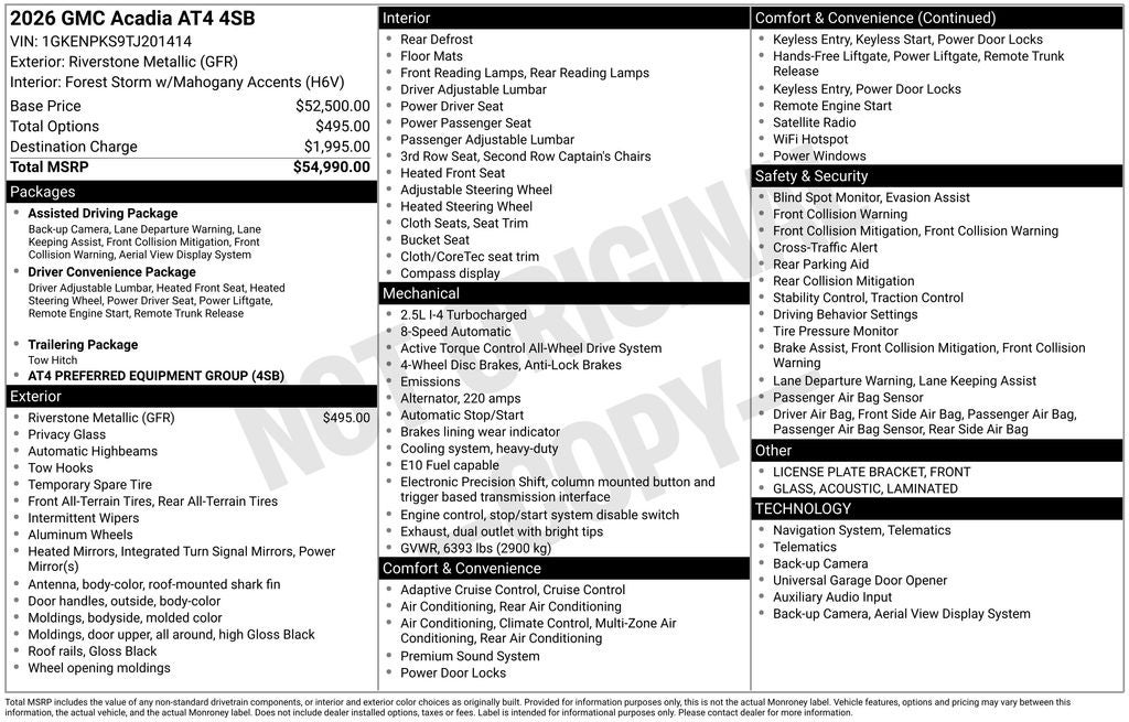 2026 GMC Acadia AT4