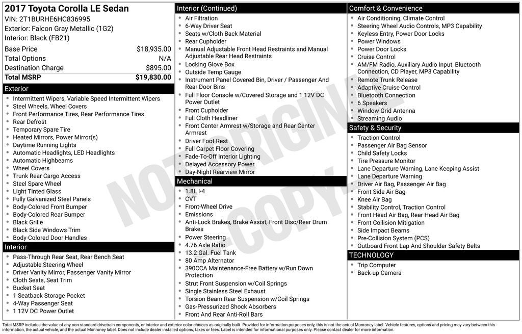 2017 Toyota Corolla LE