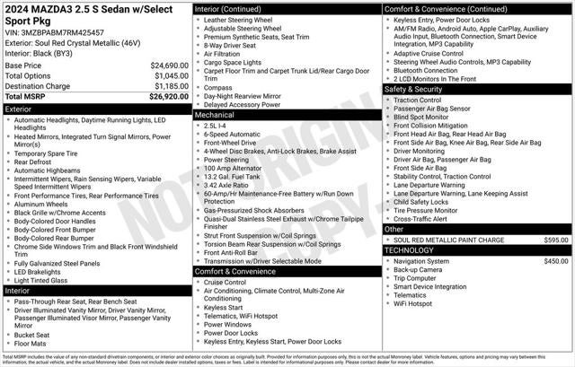 2024 Mazda Mazda3 2.5 S Select Sport