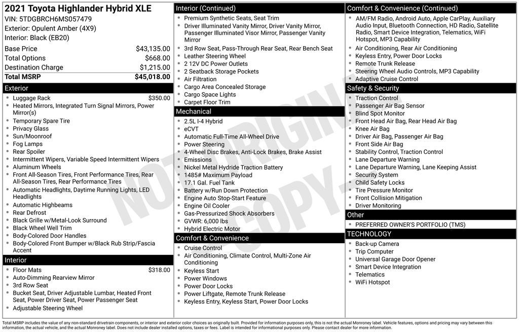 2021 Toyota Highlander Hybrid XLE
