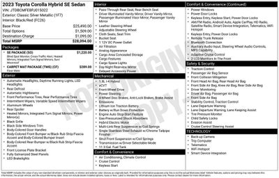2023 Toyota Corolla Hybrid SE