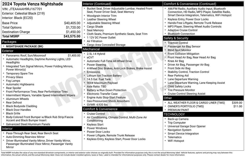 2024 Toyota Venza Nightshade