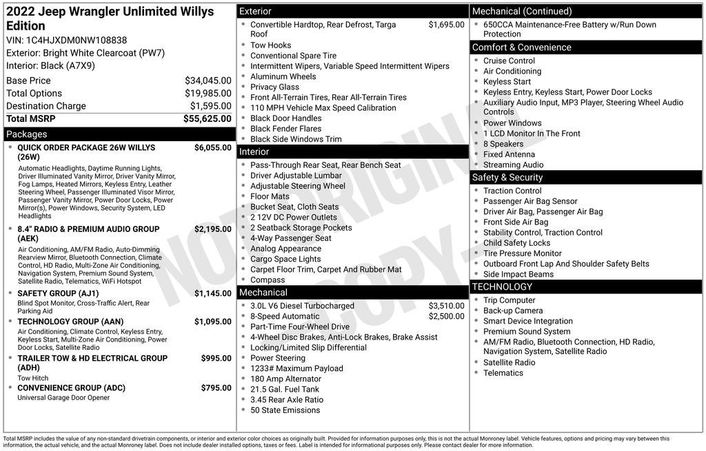 2022 Jeep Wrangler Unlimited Willys