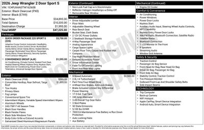 2026 Jeep Wrangler WRANGLER 2-DOOR SPORT S