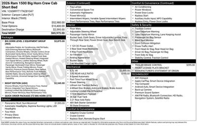 2026 RAM Ram 1500 RAM 1500 BIG HORN CREW CAB 4X4 5'7' BOX