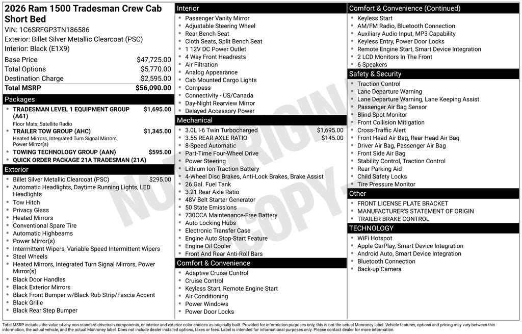 2026 RAM Ram 1500 RAM 1500 TRADESMAN CREW CAB 4X4 5'7' BOX