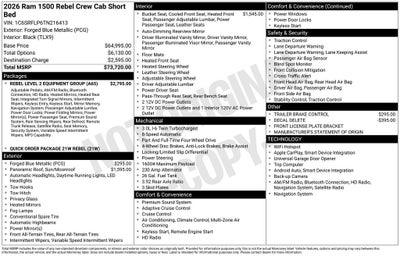 2026 RAM Ram 1500 RAM 1500 REBEL CREW CAB 4X4 5'7' BOX