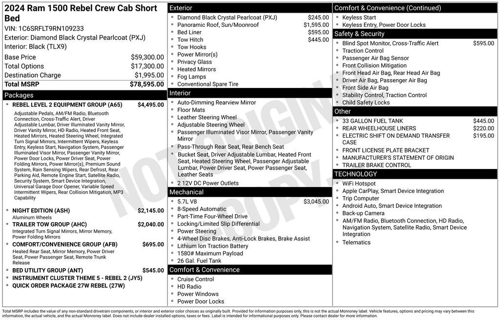 2024 RAM 1500 Rebel Crew Cab 4x4 5'7' Box