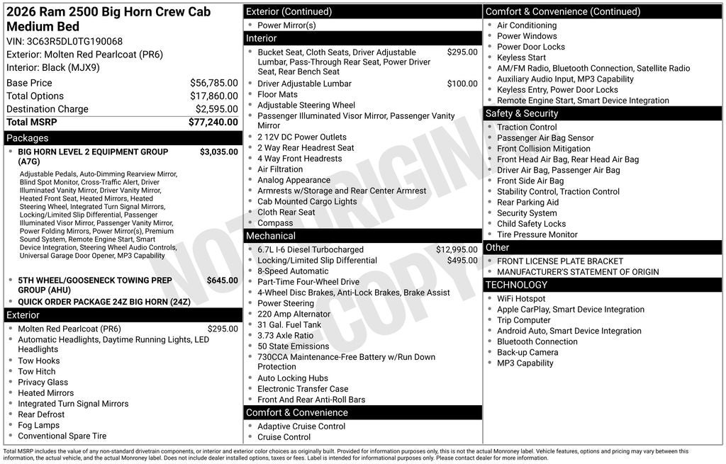 2026 RAM Ram 2500 RAM 2500 BIG HORN CREW CAB 4X4 6'4' BOX