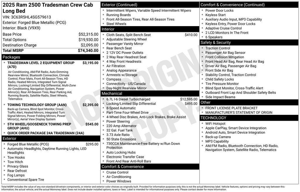 2025 RAM Ram 2500 RAM 2500 TRADESMAN CREW CAB 4X4 8' BOX