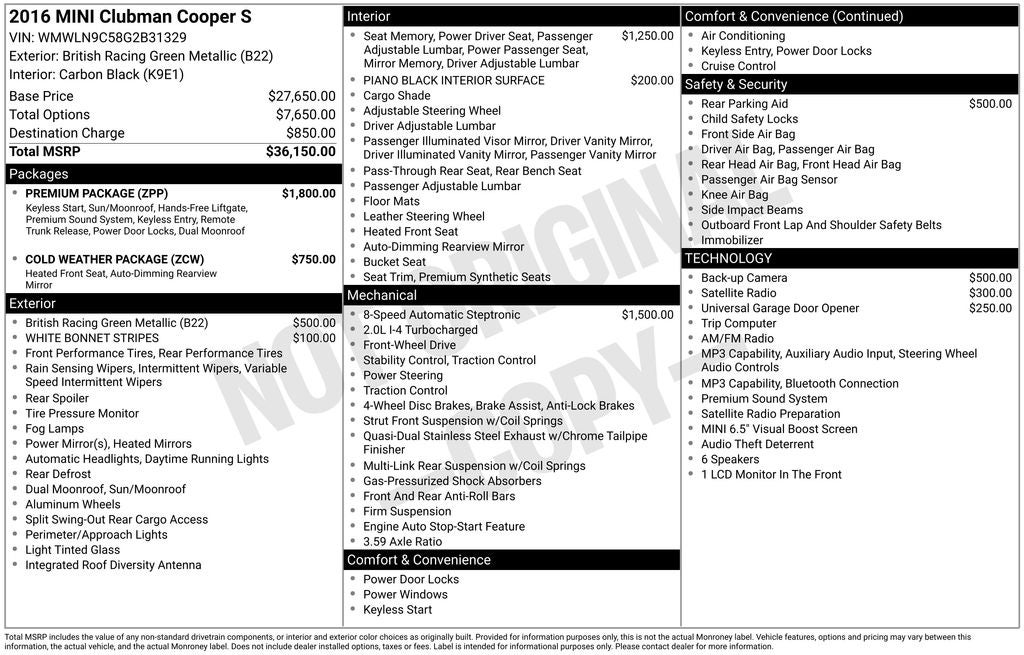 2016 MINI Clubman Cooper S