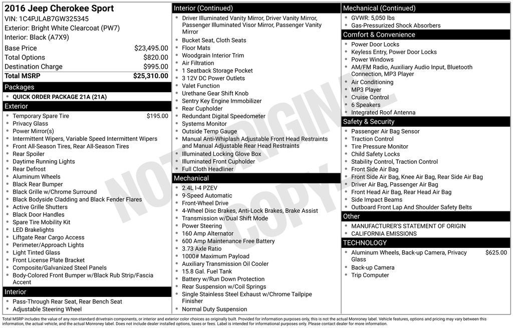 2016 Jeep Cherokee Sport