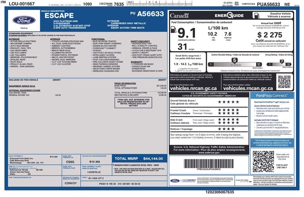 2023 Ford Escape Platinum