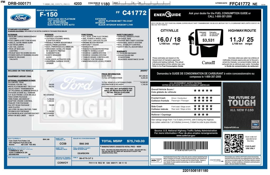 2015 Ford F-150 Platinum