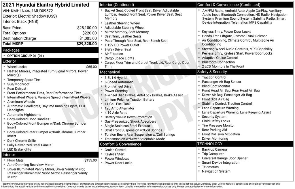 2021 Hyundai Elantra Hybrid Limited