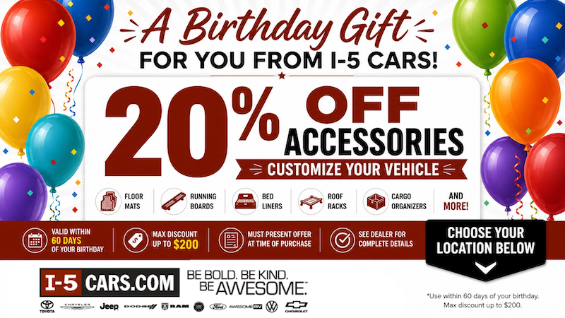I-5 Cars Birthday Gift - 20% Off Accessories